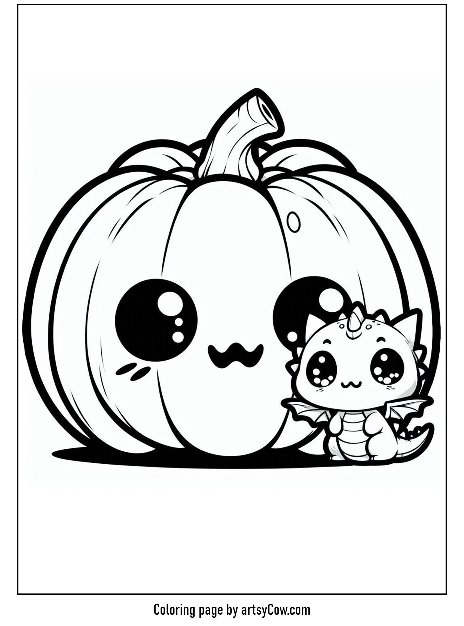 halloween coloring pages with jack-o-lantern featuring a cute jack-o-lantern and a playful dragon